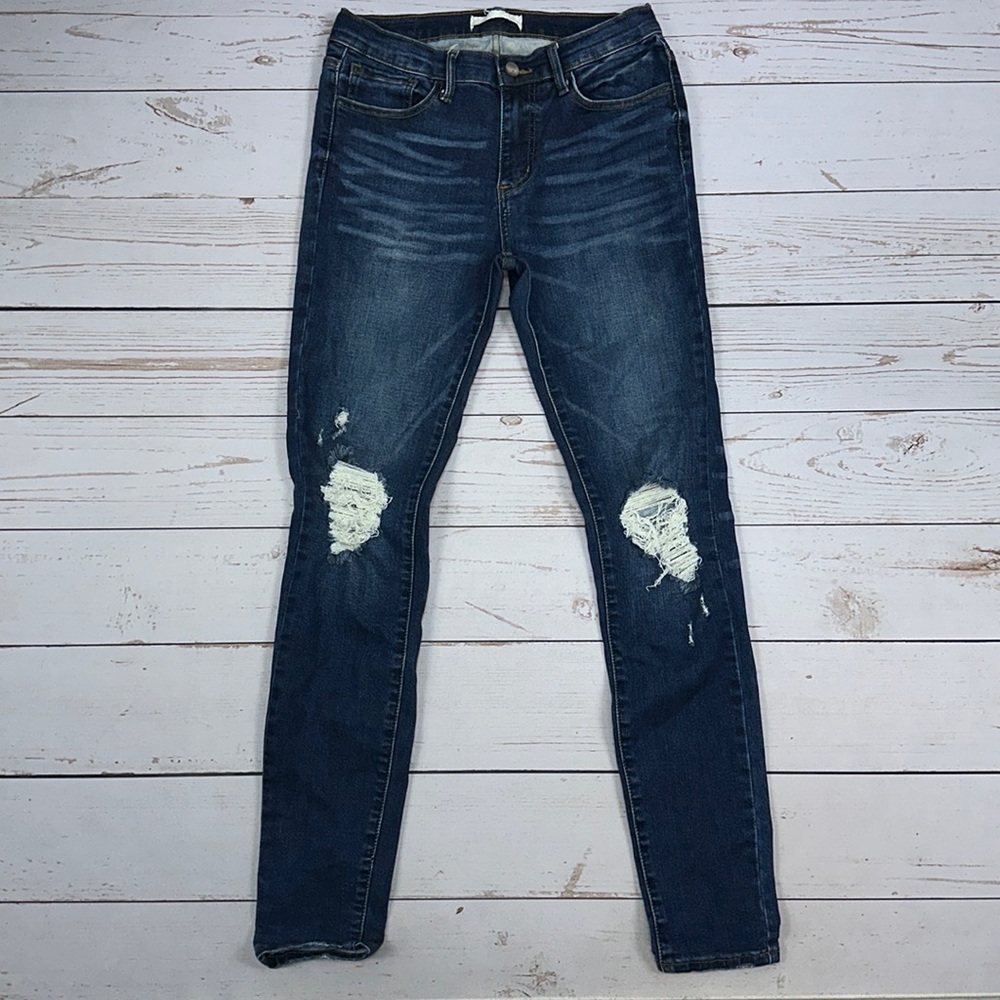 Hellahectik Distressed Skinny Jeans, Sz 28